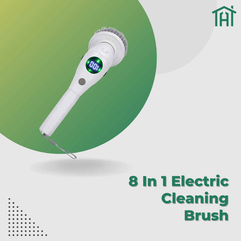 Electric cleaning brush with LED display and ergonomic handle for multi-surface deep cleaning and scrubbing.