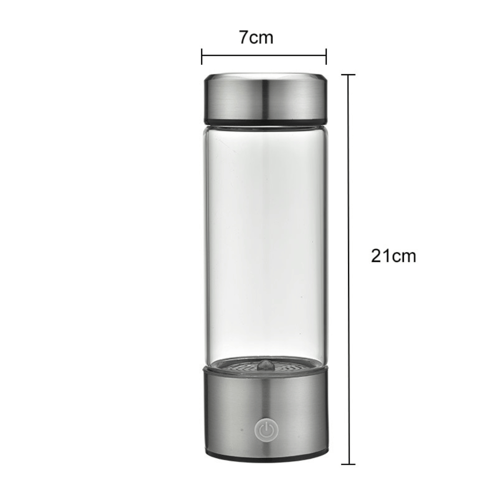 Size diagram of Portable Hydrogen Water Generator showing 21cm height and 7cm diameter