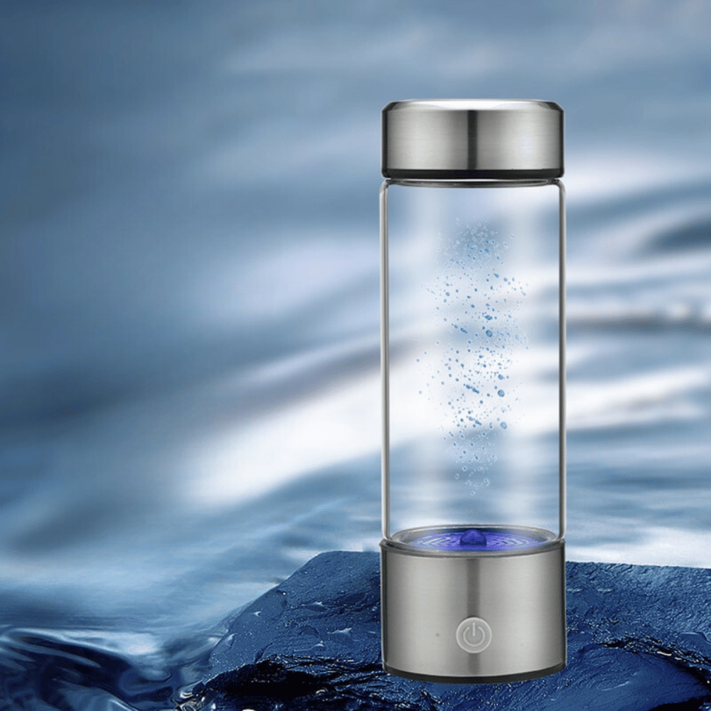Hydrogen generator displayed in icy setting, emphasizing fresh and cool water results