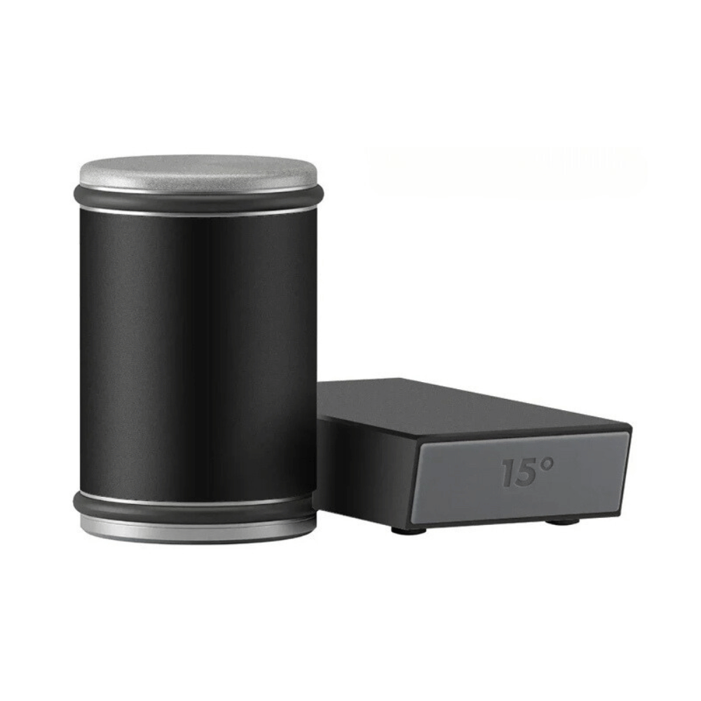 Sleek black magnetic rolling knife sharpener for modern kitchen aesthetic.