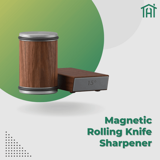 Dual disc magnetic knife sharpener set with stable base for precise sharpening.