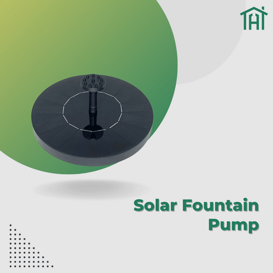 Solar Fountain Pump for birdbaths and ponds, black round design with water spray nozzle